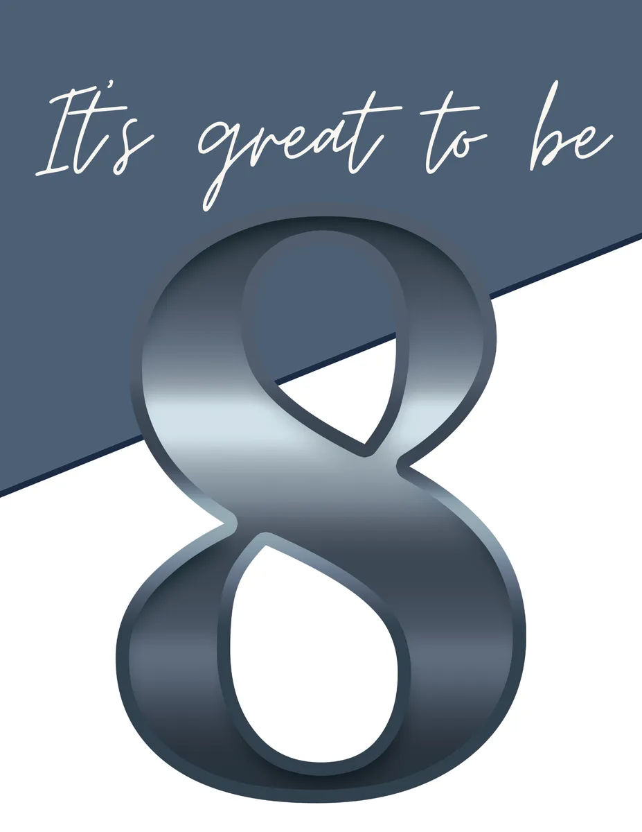 Baptism printable — It's Great to Be 8 sign, blue